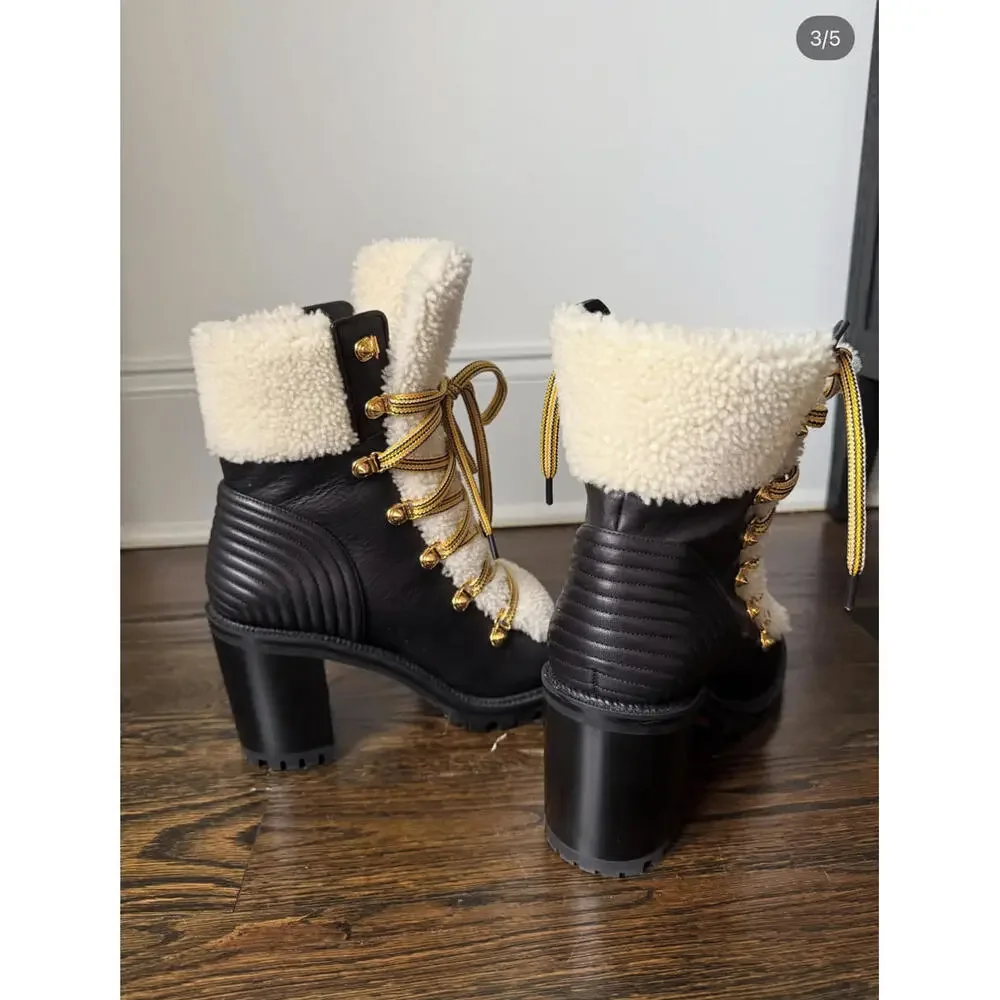 Christian Louboutin Yetita 70 shearling-trimmed leather ankle boots EU 41 - Picture 3 of 5